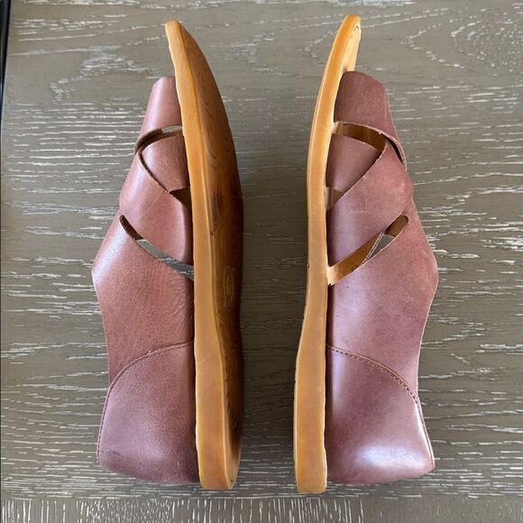 Born ITHICA Chestnut Leather Slip-On Crisscross Open Toe Casual Sandals Size 10M - Picture 7 of 12